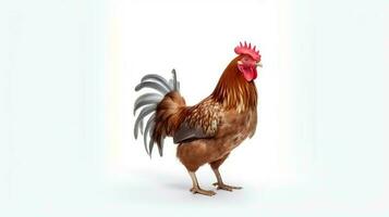 Photo of a chicken on white background. Generative AI