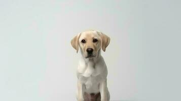 foto de un Labrador perdiguero en blanco antecedentes. generativo ai