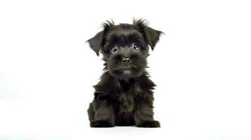 Photo of a Affenpinscher dog on white background. Generative AI