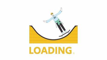 Riding on skateboarding ramp line 2D loading animation. Skateboarder teenage boy animated cartoon linear character 4K video loading motion graphic. Skatepark. Ramp skating download process gif