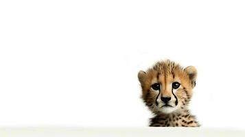 Photo of a cheetah on white background. Generative AI