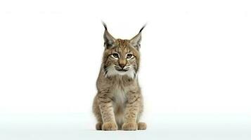 Photo of a lynx on white background. Generative AI