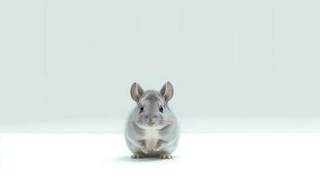 Photo of a chinchilla on white background. Generative AI