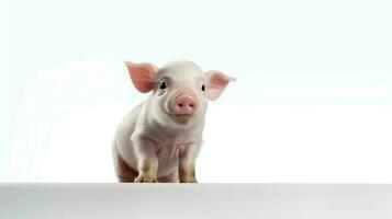 foto de un cerdo en blanco antecedentes. generativo ai