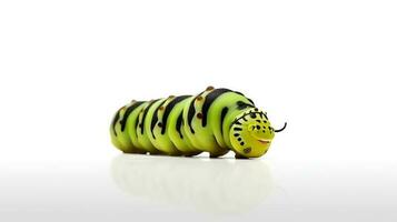 Photo of a Swallowtail Caterpillar on white background. Generative AI