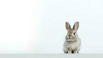 Photo of a rabbit on white background. Generative AI