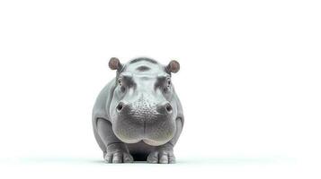 Photo of a hippo on white background. Generative AI