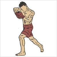 muay thai fighter illustration vector