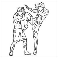 line art  illustration vector muay thai