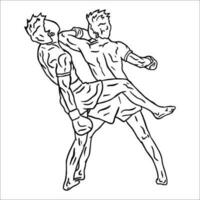 line art  illustration vector muay thai