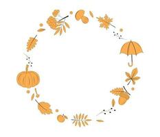 Autumn doodle frame. Vector illustration on white background.
