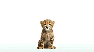 Photo of a cheetah on white background. Generative AI