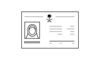 Ababic woman id card line icon. Saudi Arabia national document for citizens. Person identity. Vector illustration