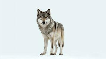 foto de un lobo en blanco antecedentes. generativo ai