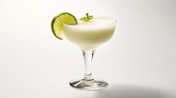 Food photography of margaritas with lemon wedges isolated on white background. photo