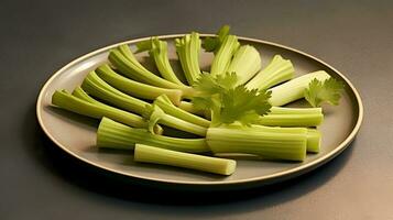 Photo of Celery sliced on minimalist plate