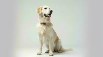 Photo of a golden retriever on white background. Generative AI