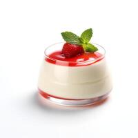 comida fotografía de panna cotta en vaso aislado en blanco antecedentes. generativo ai foto