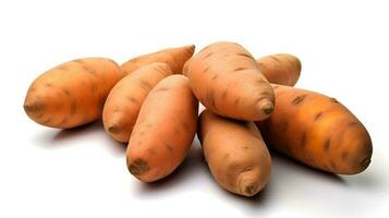 Photo of Sweet potatoes isolated on white background