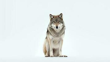 Photo of a wolf on white background. Generative AI