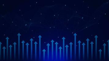 Up arrows with connecting dots and lines for financial chart. Stork market and financial investment growth concept background. Vector illustration.