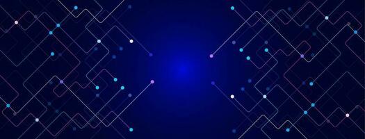 Modern abstract background with connecting color lines and dots. Network connection, social networking and communication technology concept. Vector illustration.