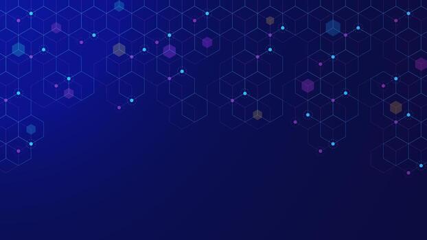 Abstract hexagons pattern with connecting points and lines. Big data visualization, medical innovation, science and technology background design concept. Vector illustration.