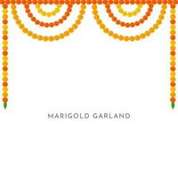 Traditional Indian Marigold Flower Garland with Mango leaves. Decoration for Indian hindu holidays or weddings or Puja Festival, Indian Festival flower decoration vector