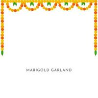 Traditional Indian Marigold Flower Garland with Mango leaves. Decoration for Indian hindu holidays or weddings or Puja Festival, Indian Festival flower decoration vector