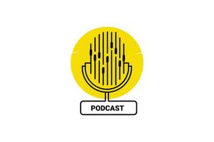 Vector podcast microphone icon in flat style audio interview vector illustration