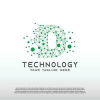 Technology logo with initial D letter, network icon -vector vector