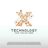 Technology logo with initial X letter, network icon -vector vector