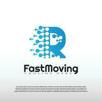 Fast Moving logo with initial R letter concept. Movement sign. Technology business and digital icon -vector vector