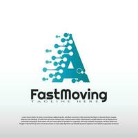 Fast Moving logo with initial A letter concept. Movement sign. Technology business and digital icon -vector vector