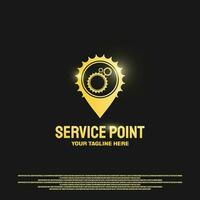 Service point logo design with gears concept. machine engineering sign. vector technology icon