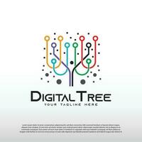 Technology logo with tree concept, technology icon, illustration element-vector vector