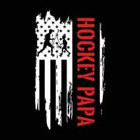 funny Hockey Papa American Flag Fathers Day Grandpa Gifts For Men T-Shirt vector