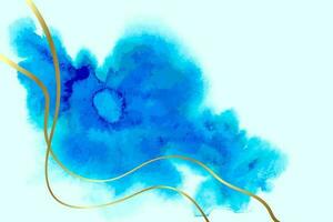 Blue and Gold Wave Artwork Watercolor Template. vector