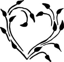 Hand Drawn Dry Brush Leaves Heart Pattern vector