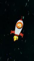 Rocket crossing space at full speed with bitcoin symbol. To the moon video