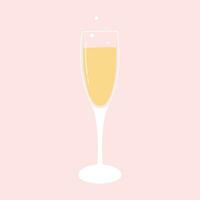 A glass of champagne. Vector illustration. Isolated glass with bubbling champagne.