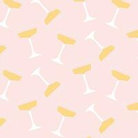 Seamless pattern with champagne. Pattern with a glass of champagne. Vector illustration in a flat style.