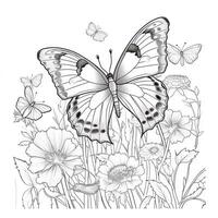 Floral Butterfly Coloring Pages photo