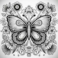 Floral Butterfly Coloring Pages photo