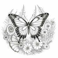 Floral Butterfly Coloring Pages photo