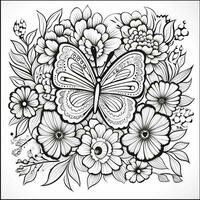 Floral Butterfly Coloring Pages photo