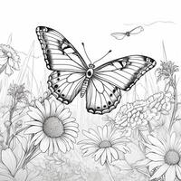 Floral Butterfly Coloring Pages photo