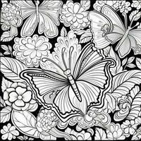 Floral Butterfly Coloring Pages photo