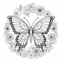 Floral Butterfly Coloring Pages photo