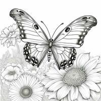 Floral Butterfly Coloring Pages photo